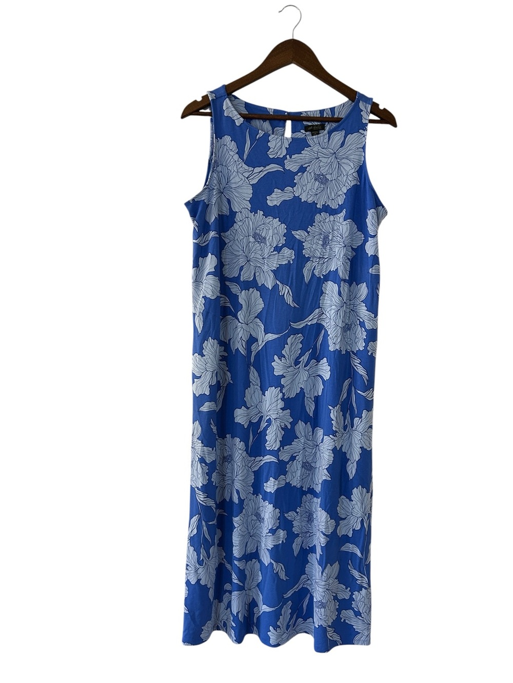 J. Jill Wearever Collection Blue Floral Sleeveless Midi Dress Petite Medium